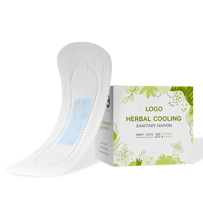 Serviettes hygiéniques refroidissantes à base de plantes pour femmes, Surface en coton Super absorbante, Essence de menthe naturelle, tampon sanitaire féminin