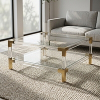 Luxuriöser Moderner Quadratischer Acryl-Couchtisch mit Metallecken Langlebig & Wasserfest Umweltfreundlich