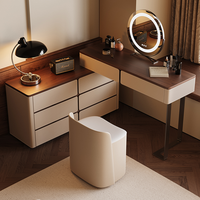 Mobilier de bureau léger et luxueux pour hôtel ou maison Commode de couleur noyer Coiffeuse avec tiroir Coiffeuse de maquillage de bureau en bois massif