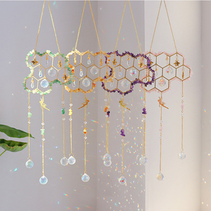 Attrape-soleil en nid d'abeille en gros, best-seller, avec améthyste, citrine, quartz rose, décoration intérieure en cristal - Product Image 1