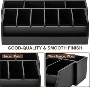 Màu đen 10 ngăn vành đai & <span class=keywords><strong>Tie</strong></span> lưu trữ vành đai tre tổ chức hộp - Product Image 5