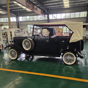 รถยนต์ไฟฟ้าจำลองโบราณ สีดำ หลังคาสีครีม สำหรับใช้ในสวนสาธารณะหรือบริการรับส่ง - Product Image 4