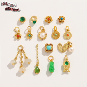 Nantong Natural Stone Charms Flower Heart Fish Shape Bezel Setting DIY Jewelry Accessories Unisex Everyday Wear - Product Image 1