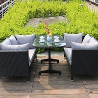 Ensemble de canapé de jardin modulaire moderne en rotin plastique durable et imperméable, 3 pièces