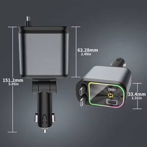 4 en 1 doble USB C y USB <span class=keywords><strong>A</strong></span> Car con luz de proyector de estrellas y cable Adaptador de carga de coche ajustable de 180 grados - Product Image 3