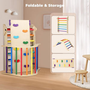 Gimnasio Interior para Niños 5 en 1, Marco de Escalada de Madera Plegable para Niños Pequeños con Rampa y Arco - Product Image 2