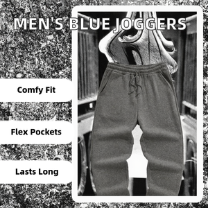 กางเกงวิ่งสีน้ำเงินสำหรับผู้ชายกางเกงวิ่งแบบลำลองสีฟ้ามีกระเป๋าแบบปรับแต่งได้เอวกลางตรงแบบสปอร์ต - Product Image 2