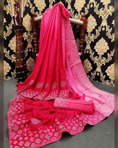 Etnisch Kledingstuk Zelf Ontworpen Feestkleding Designer Net En Fluwelen Zijden <span class=keywords><strong>Half</strong></span> En <span class=keywords><strong>Half</strong></span> Geborduurd Sari Met Blouse Indian Dameskleding - Product Image 5