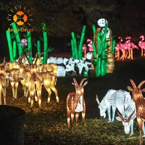 Goat Motif Light Christmas 3D Motif Animated Lighted Giraffe LED Animal Sculpture Lights