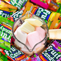 Vente en gros de bonbons à mâcher certifiés halal avec 10% de vrai jus de fruit, saveur sucrée et fruitée-emballage avec sac personnalisé
