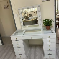Coiffeuse moderne en miroir pour chambre à coucher en verre design pour fille, coiffeuse pour chambre à coucher, coiffeuse avec miroir à led