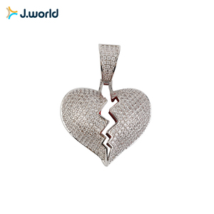 Hip Hop Bijoux En Forme De Coeur Gravé Logo Personnalisé Pendentif - Product Image 2