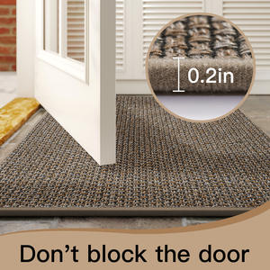 พรมเช็ดเท้าหน้าประตูแบบทอสีพื้น รูปทรงสี่เหลี่ยมผืนผ้า กันลื่น ใช้ได้ทั้งภายในและภายนอกอาคาร สีน้ำตาลเทา สำหรับใช้ในบ้าน - Product Image 2
