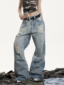 I <span class=keywords><strong>Jeans</strong></span> <span class=keywords><strong>larghi</strong></span> da donna della migliore ragazza indossano pantaloni in Denim <span class=keywords><strong>larghi</strong></span> a vita media elastici - Product Image 2
