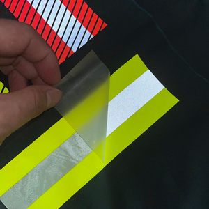 Vinile Termotrasferibile Riflettente ad Alta Visibilità 2 Pollici X 5 Iarde Giallo Fluorescente/Argento Materiale PVC Nastro Termoadesivo per Abbigliamento - Product Image 3