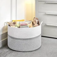 Grand panier à linge en corde de coton avec poignées, couleurs et tailles personnalisables, panier de rangement tissé pour la maison, la chambre et la salle de bain