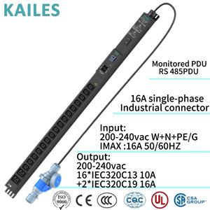 KAILES(KLS) 監視シリーズ16A単相AC 200-240V 18ソケット16ビットC13 + 2ビットC19工業用1サーキットブレーカーRS 485 - Product Image 1