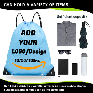 Polyester <b>Drawstring</b> <b>Backpack</b> Bag Promotional String Cinch for Swimming Sports Waterproof Foldable Portable - Product Image 2