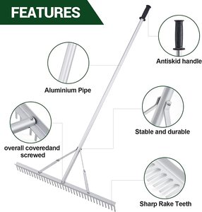Công Cụ Cào Cảnh Quan Bằng Nhôm Nhẹ Cho Hồ Vườn Pond Beach Cảnh Quan Với Cực Mở Rộng 36 "Đầu Cào - Product Image 2