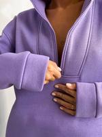 Ensemble de 2 sweatshirts à col montant et manches longues à demi-fermeture éclair pour femme, survêtement décontracté d'automne et hiver personnalisé