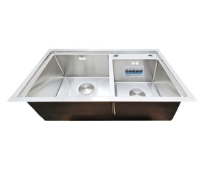 Wholesale Handmade Modern Kitchen Sink Stainless Steel Double Bowl Undermount <b>Vegetable</b> Washing Basin with Two Holes - Product Image 4