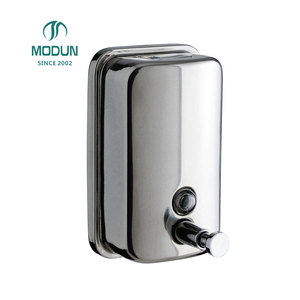 Distributore di disinfettante per le mani con supporto a parete dell'hotel, distributore manuale di sapone liquido in acciaio inox - Product Image 4