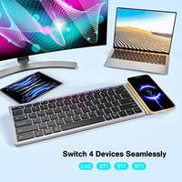 Keyboard Nirkabel 78-Tombol Desain Baru USB Aluminium untuk Kantor, Komputer, Pengisi Daya Ponsel, 3-Mode untuk Keyboard Bluetooth Mode Bluetooth