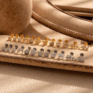 1.2X8MM สแตนเลสเกลียวด้านในหัวใจดาวผีเสื้อใบ<span class=keywords><strong>งู</strong></span>รูปร่างลิปเล็บหูกระดูกเจาะเล็บเครื่องประดับ - Product Image 3