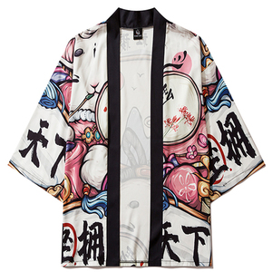 Conjunto de Kimono y pantalones de estilo chino para mujer, cárdigan, camisa de Cosplay, blusa para mujer, <span class=keywords><strong>ropa</strong></span> <span class=keywords><strong>Haori</strong></span> de playa de verano, japonés - Product Image 2