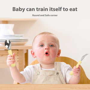 Juego de Cuchara y Tenedor de Silicona para Bebé, Sin BPA, Punta Suave, Utensilios de Entrenamiento, Grado Alimenticio, Seguros para la Alimentación de Niños Pequeños, Silicona Personalizada - Product Image 2