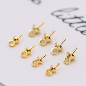 Gold Plated Copper Earring Studs 14K 18K Pearl Pendant Jewelry Findings For DIY Handmade Accessories - Product Image 1
