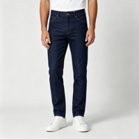 Jean slim coupe cowboy pour homme, taille haute, en denim indigo de coton, style western décontracté, cinq poches