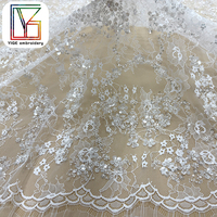 Tissu en dentelle tendance pour cils, dentelle française, tissu perlé, tissu en dentelle à sequins, tissu en dentelle Chantilly pour robes de mariée féminines
