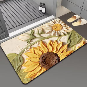 CF personnalisé 3D peinture à l'huile Floral diatomite <span class=keywords><strong>tapis</strong></span> de bain séchage rapide antidérapant <span class=keywords><strong>tapis</strong></span> en caoutchouc pour salle de bain toilette Style moderne hôtels - Product Image 4