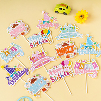 Niedliche Bunte Cartoon-Süßigkeiten Kuchendekoration Topper Happy Birthday Geschenkbox Ballon Partyhut Kinder HB Einlage Made in China
