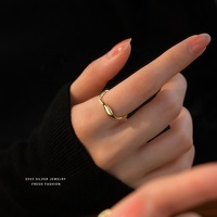Bague vague irrégulière au design original Bagues ouvertes en argent sterling 925 pour femmes en plaqué or 18 carats