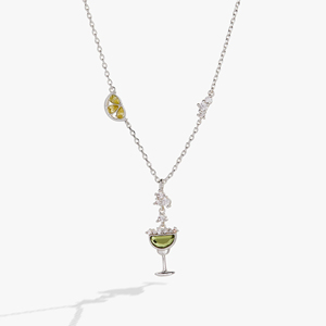 Pendentif chaîne à maillons ZSZL pour femme, tendance, géométrique, en acier inoxydable plaqué or, avec zircon taille brillant et motif citron salé Margarita naturel - Product Image 5