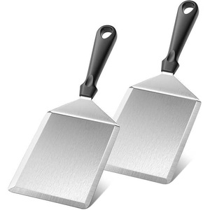 Stainless steel <b>square</b> spatula, beechwood handle BBQ spatula, teppanyaki grilling <b>tool</b>, pancake spatula, BBQ cooking spatula, - Product Image 1