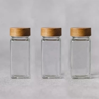 Pot à épices carré transparent de 120 ml de qualité supérieure avec couvercle double tamis et bouchon en aluminium, bouteille de condiment rechargeable pour le bricolage (DIY)