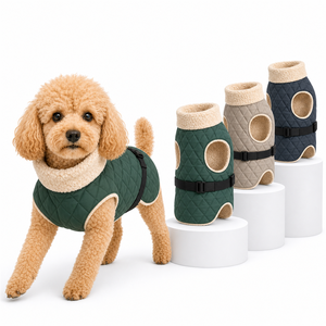 Chaleco Acolchado de Invierno para Perro, Forrado de Felpa, Abrigo Acolchado para Perros Pequeños, Estilo Casual, Color Sólido, Ropa para Mascotas - Product Image 1
