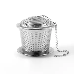China Supplier Hot Customization Perforated Mesh Steep Loose Leaf Tea Infusers Stainless Steel Tea Strainer with Lid