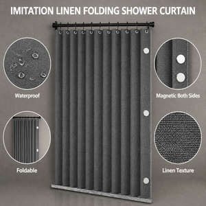 Cortina de Ducha Magnética Plegable en Oferta, Pantalla de Ducha Impermeable con Pliegues, Succión Magnética de Doble Cara, Ahorro de Espacio para Baño - Product Image 3