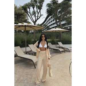 เสื้อท็อปวิสโคสทรงหลวมสไตล์สตรีทคลับคุณภาพสูง ลายสก็อต แบรนด์ Wilma Beige เหมาะสำหรับใส่ในชีวิตประจำวันช่วงฤดูร้อน - Product Image 5