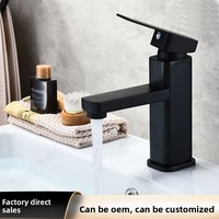 Robinet de lavabo de salle de bain moderne et minimaliste en plastique, avec cartouche céramique, pour eau chaude et froide, design monotrou