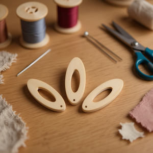 Accessorio ovale in legno Iln 62x25mm 3 pezzi per artigianato e cucito - Product Image 2