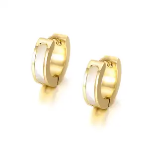 wholesale stainless steel shell inlay half hoop 4x12mm gold earring unisex for women men China manufacturer factory supplier