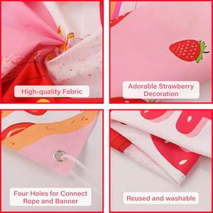 Bannière d'<span class=keywords><strong>anniversaire</strong></span> Thème Fraise Rose, Toile <span class=keywords><strong>de</strong></span> Fond Joyeux <span class=keywords><strong>Anniversaire</strong></span> pour Fête, Décorations <span class=keywords><strong>de</strong></span> Fête sur le Thème <span class=keywords><strong>de</strong></span> la Fraise - Product Image 3
