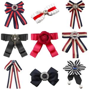 Hals Krawatten Corsage Broche Bowknot Krawatte Stoff Band Brosche Kragen Bogen Brosche Stifte für Frauen Hemd Hemd Schmuck