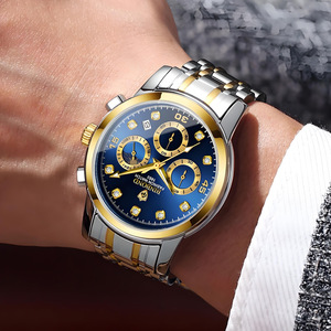 แบรนด์บินบอนด์สไตล์ธุรกิจนาฬิกาควอทซ์ผู้ชายสแตนเลสสตีล 30M กันน้ำสายเรืองแสงหน้าปัดขนาดใหญ่มัลติฟังก์ชั่น - Product Image 3