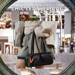 Sac à main en cuir tanné végétal véritable pour femmes sac à bandoulière carré Durable avec fermeture à glissière Style de mode Simple - Product Image 3